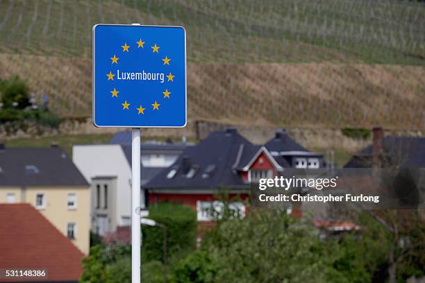 Sign marking the the Luxembourg border in the town of Schengen where the 1985 European Schengen Agreement was signed on May 11, 2016 in Schengen,...