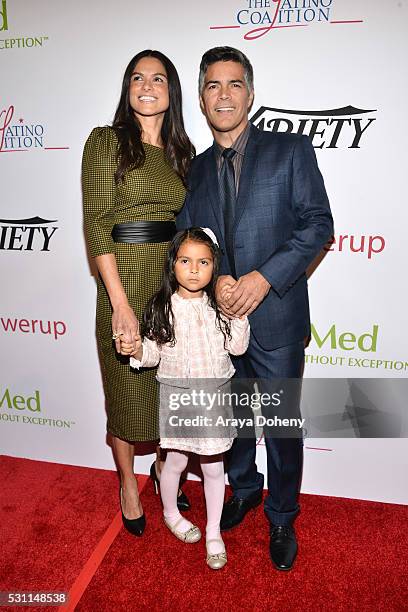 Elvimar Silva, Mariana Oliveira Morales and Esai Morales attend the AltaMed Health Services' Power Up, We Are The Future Gala at the Beverly Wilshire...