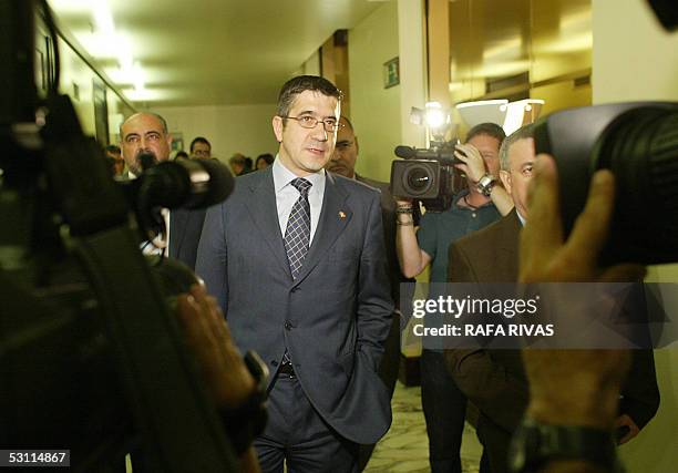 Basque Socialist Party candidate for the Basque government presidency Patxi Lopez arrives at the Basque Parliament, 22 June 2005 to attend the...