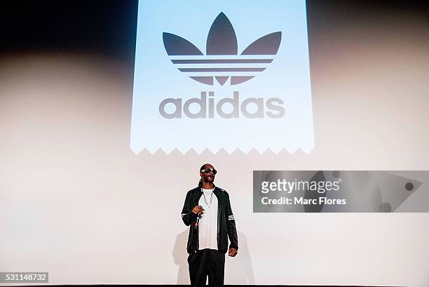 Snoop Dogg performs at the premiere of Adidas' "Away Days" at The Orpheum Theatre on May 12, 2016 in Los Angeles, California.