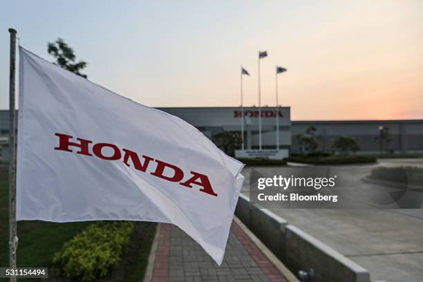 Honda flag flies at the Honda Motor Co. Assembly plant in Prachinburi, Prachinburi Province, Thailand, on Thursday, May 12, 2016. The new facility...