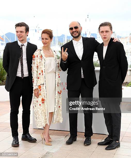 Actors Petr Skvortsov, Viktoriya Isakova, director Kirill Serebrennikov and actor Alexander Gorchilin attend the 'The Student' Photocall during the...