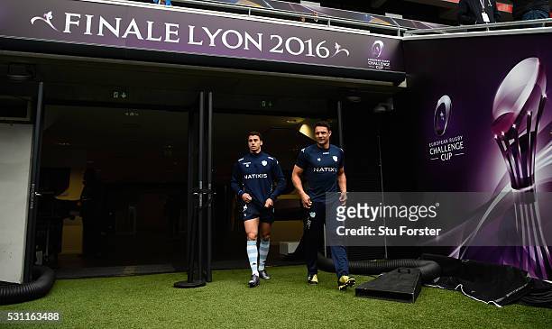 Dan Carter of Racing enters the field before the Racing 92 Captain's Run ahead of the European Rugby Champions Cup Final against Saracens at Grande...