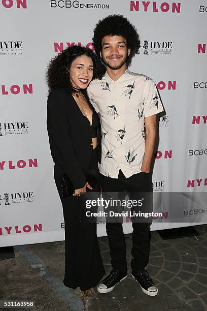 Justice Smith and guest arrive at NYLON and BCBGeneration's Annual Young Hollywood May Issue Event at HYDE Sunset: Kitchen + Cocktails on May 12,...