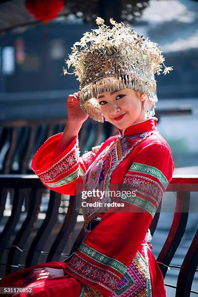 chinese miao ethnic - tribal head gear in china stock pictures, royalty-free photos & images