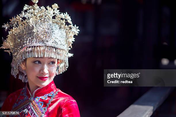 chinese miao ethnic - tribal head gear in china stock pictures, royalty-free photos & images