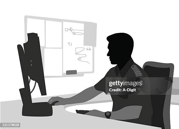 security computer work - security guard stock illustrations