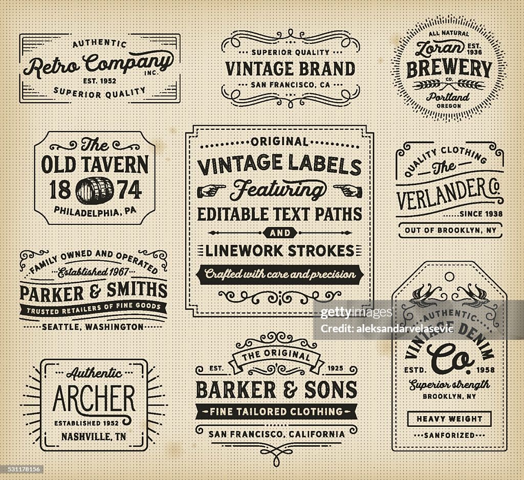 Vintage y etiquetas de señalización