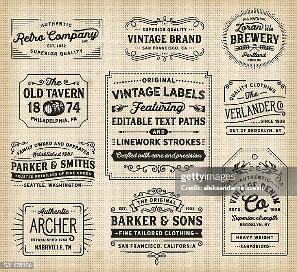 stockillustraties, clipart, cartoons en iconen met vintage labels and signs - old fashioned