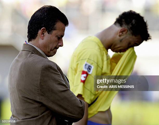 Colombia's coach Eduardo Lara reacts after his team lost against Argentina during a round of 16 soccer match for the FIFA World Youth Championship in...