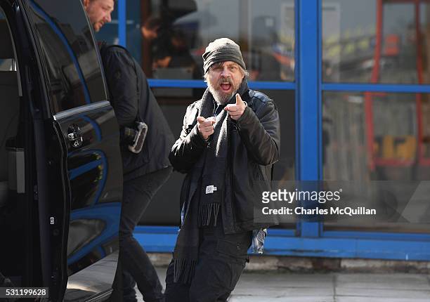 Mark Hamill who plays Luke Skywalker in the Star Wars series arrives at Belfast International Airport this morning on May 13, 2016 in Belfast,...