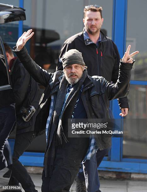 Mark Hamill who plays Luke Skywalker in the Star Wars series arrives at Belfast International Airport this morning on May 13, 2016 in Belfast,...