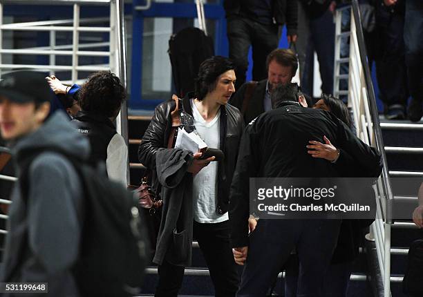 Adam Driver who plays Kylo Ren in the Star Wars series arrives at Belfast International Airport this morning on May 13, 2016 in Belfast, Northern...