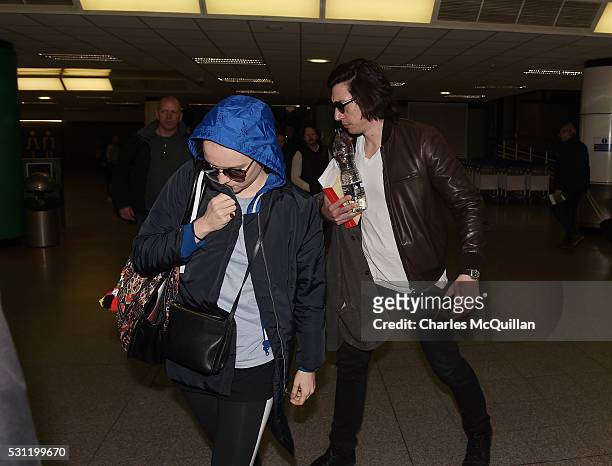 Adam Driver who plays Kylo Ren and Daisy Ridley who plays the character Rey in the Star Wars series arrive at Belfast International Airport this...