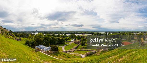 serbia, belgrade, new belgrade, view from belgrade fortress to river delta of sava and danube river, panorama - belgrade fortress stock pictures, royalty-free photos & images