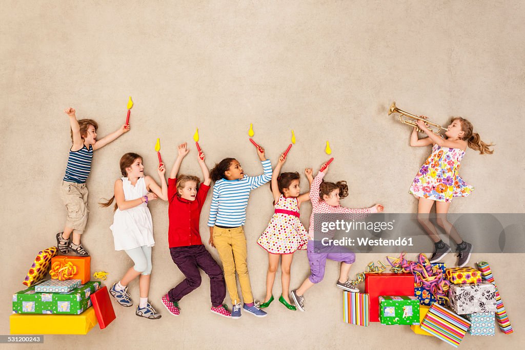 Children having birthday party