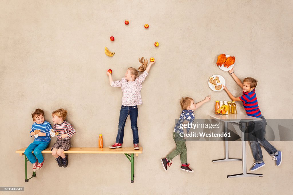 Children having lunch braek