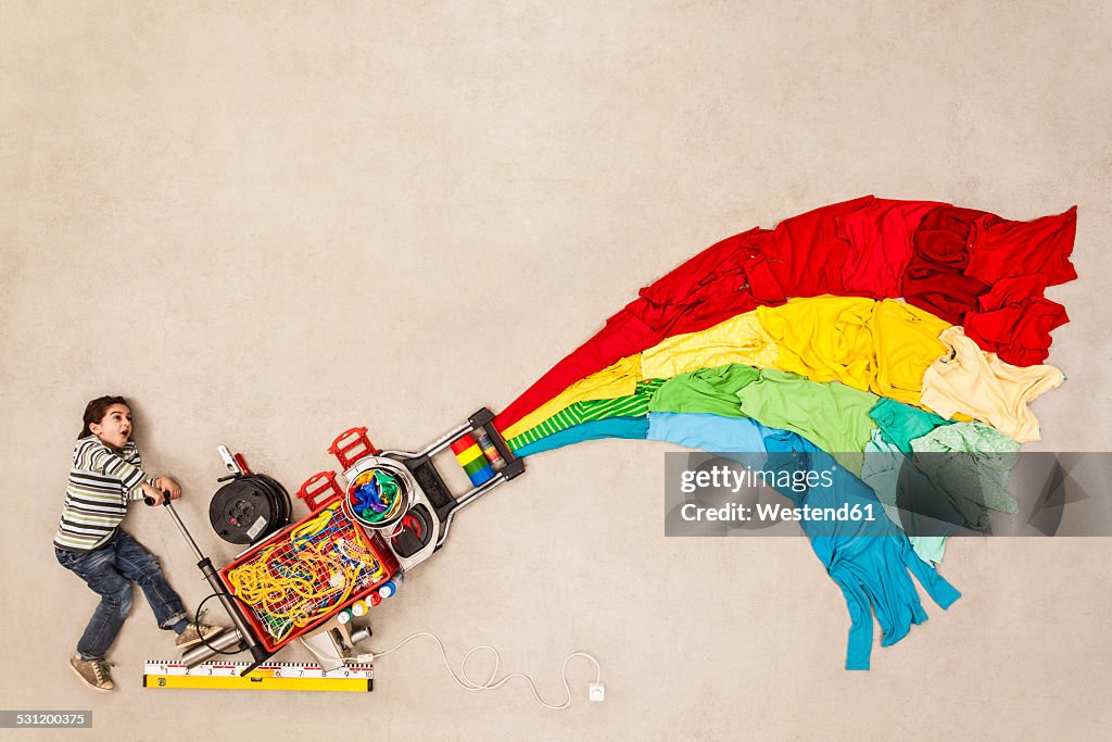 Boy developing new color cannon
