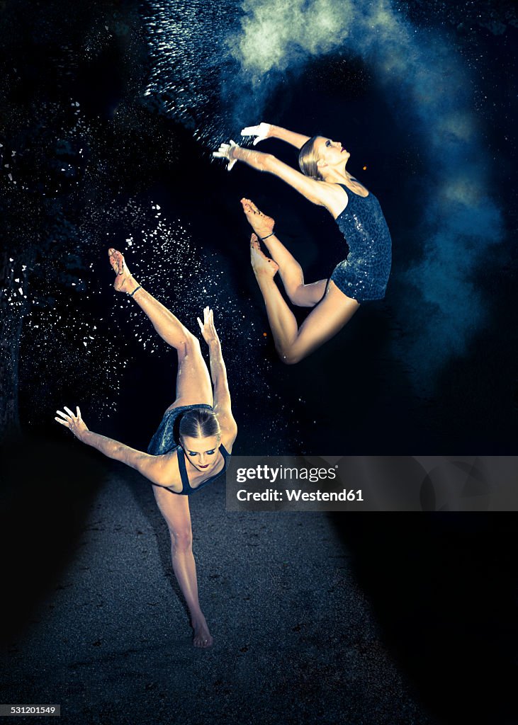 Multiple image of posing ballerina