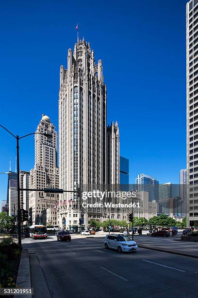 usa, illinois, chicago, tribune tower - tribune tower stock pictures, royalty-free photos & images