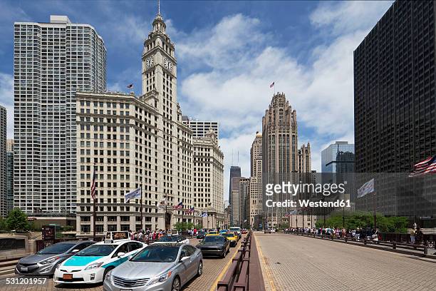 usa, illinois, chicago, wrigley building and tribune tower - tribune tower stock pictures, royalty-free photos & images