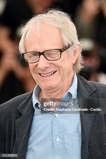 Director Ken Loach attends the "I, Daniel Black " photocall during the 69th annual Cannes Film Festival at the Palais des Festivals on May 13, 2016...