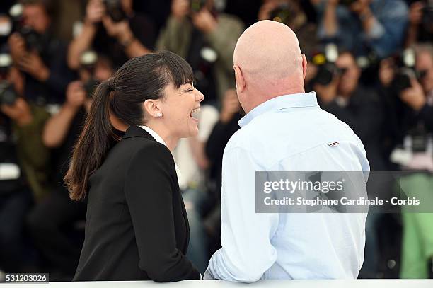 Actor Dave Johns and actress Hayley Squires attend the "I, Daniel Black " photocall during the 69th annual Cannes Film Festival at the Palais des...