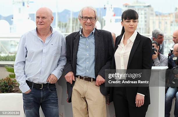 Actor Dave Johns, director Ken Loach and actress Hayley Squires attend the "I, Daniel Black " photocall during the 69th annual Cannes Film Festival...