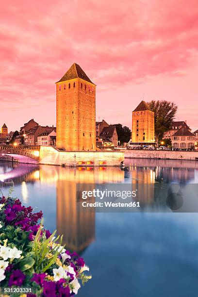 france, alsace, strasbourg, petite france, barrage vauban, river lll in the evening light - lll stock pictures, royalty-free photos & images