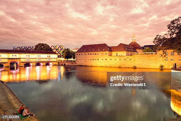 france, alsace, strasbourg, petite france, barrage vauban, river lll in the evening light - lll stock pictures, royalty-free photos & images