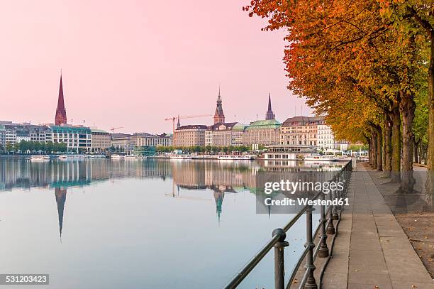 germany, hamburg, inner alster lake, afterglow - alster lake stock pictures, royalty-free photos & images