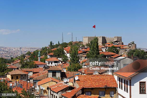 turkey, ankara, view of the city with ankara citadel - ankara stockfoto's en -beelden