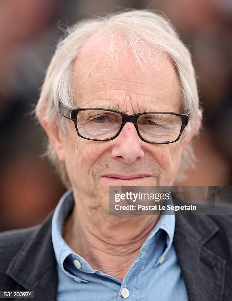 Director Ken Loach attends the "I, Daniel Black " photocall during the 69th annual Cannes Film Festival at the Palais des Festivals on May 13, 2016...