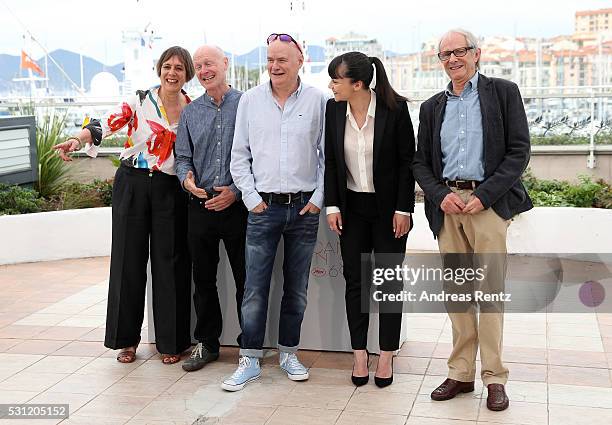 Producer Rebecca O'Brien, screenwriter Paul Laverty, actors Dave Johns, Hayley Squires and director Ken Loach attend the "I, Daniel Black " photocall...