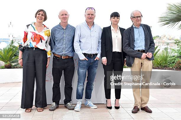 Producer Rebecca O'Brien, screenwriter Paul Laverty, actors Dave Johns, Hayley Squires and director Ken Loach attend the "I, Daniel Black " photocall...