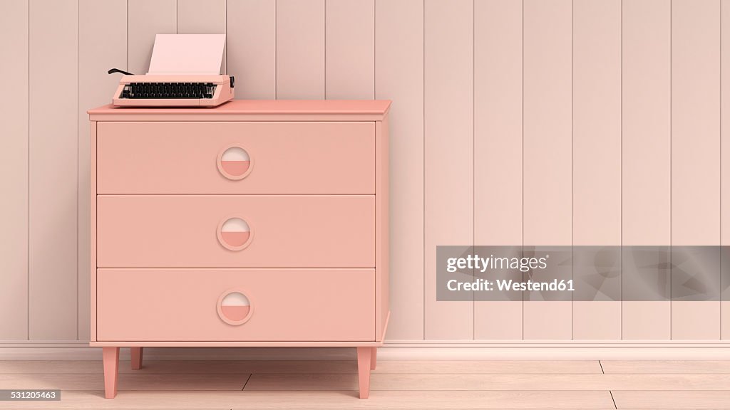Typewriter On Pink Commode 3d Rendering High-Res Vector Graphic - Getty ...