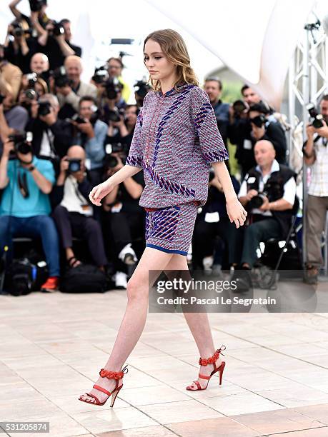 Actress Lily-Rose Depp attends the 'The Dancer' Photocall during the 69th annual Cannes Film Festival at the Palais des Festivals on May 13, 2016 in...