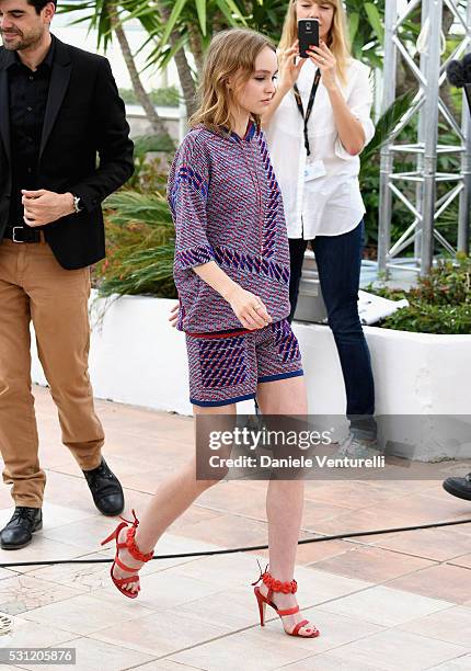 Actress Lily-Rose Depp attends the 'The Dancer' Photocall during the 69th annual Cannes Film Festival at the Palais des Festivals on May 13, 2016 in...