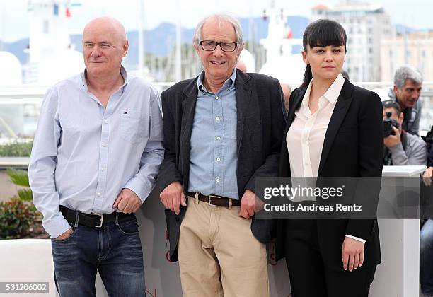 Actor Dave Johns, director Ken Loach and actress Hayley Squires attend the "I, Daniel Black " photocall during the 69th annual Cannes Film Festival...