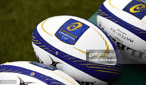 Close up of the match ball before the Racing 92 Captain's Run ahead of the European Rugby Champions Cup Final at Grande Stade de Lyon on May 13, 2016...