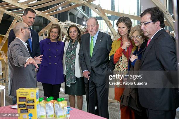 King Felipe VI of Spain , Fatima Banez King Juan Carlos , Cristina Garmendia and Manuela Carmena attend COTEC meeting at 'La Nave' on May 13, 2016 in...