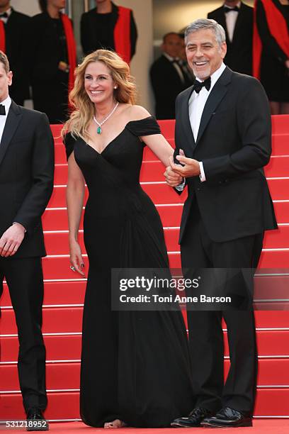 George Clooney and Julia Roberts attend the "Money Monster" Premiere during the 69th annual Cannes Film Festival on May 12, 2016 in Cannes, France.