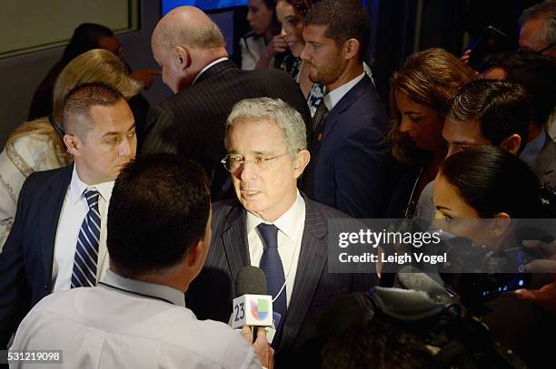 Former President of Colombia Alvaro Uribe Velez speaks during Concordia The Americas, a high-level Summit on the Americas organized by Concordia...