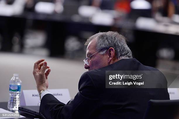 Inspector General of Colombia Alejandro Ordoez Maldonado speaks on stage during Concordia The Americas, a high-level Summit on the Americas organized...