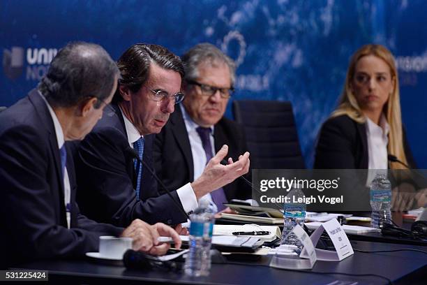 Former President of the Government of Spain, Chair Concordia | The Americas Jos Mara Aznar speaks on stage during Concordia The Americas, a...