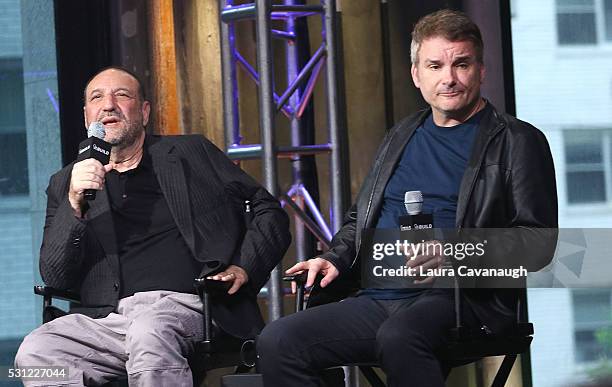 Joel Silver and Shane Black attend AOL Build Speaker Series to discuss "The Nice Guys" at AOL Studios In New York on May 13, 2016 in New York City.