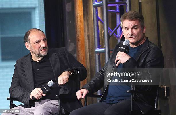Joel Silver and Shane Black attend AOL Build Speaker Series to discuss "The Nice Guys" at AOL Studios In New York on May 13, 2016 in New York City.