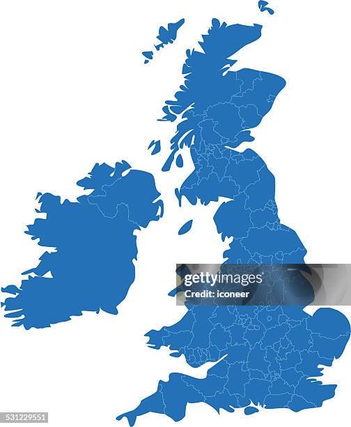 united kingdom simple blue map on white background - northern ireland vector stock illustrations