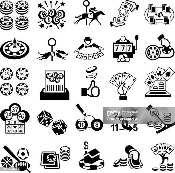 illustrations, cliparts, dessins animés et icônes de ensemble d'icônes de jeux - jeton poker