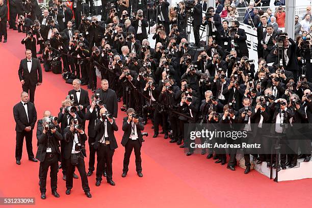 Photographers at the "Slack Bay " premiere during the 69th annual Cannes Film Festival at the Palais des Festivals on May 13, 2016 in Cannes, France.